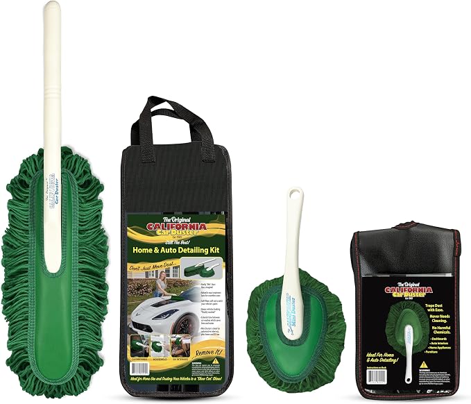 California Car Duster Detailing Combo Plastic Handle with Green Mop and Mini Duster 64445