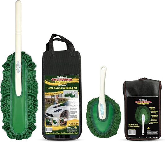 California Car Duster Detailing Combo Plastic Handle with Green Mop and Mini Duster 64445