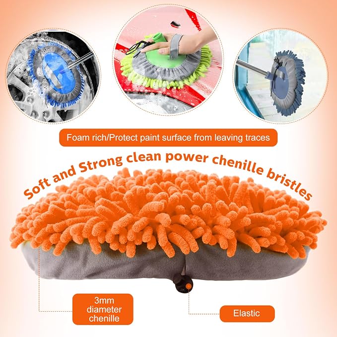 Layhit 5 Pcs Car Wash Mitt Set, Brush Not Included, Microfiber Mitt Cleaning Car Truck Washing Tools Kit RV Pickup Chenille Scratch Replacement (Multicolor)