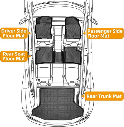 Floor Mats for Toyota Prius 2004-2007 2008 2009, Custom Fit for 2nd Gen Prius, TPE Non-Slip Waterproof Front & 2nd Row & Cargo Liner Car Accessories