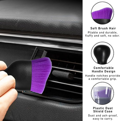 Dickno 2PCS Car Interior Dust Brush, Soft Scratch Free Auto Detailing Brushes, Universal Vehicle Interior Cleaning Tool for Automotive Dashboard, Air Vents, Leather (Pure Purple)