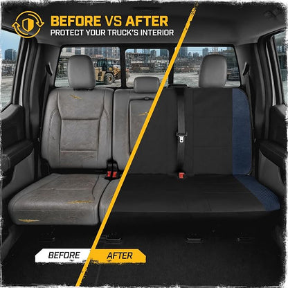 CAT MeshFlex Seat Covers Full Set for Full-Size Pickup Trucks Only - Blue | Front Bucket Seat Covers & 60/40 Split Rear Bench Protector – Interior Accessories For F-150, Silverado, Ram, Sierra & Tundra