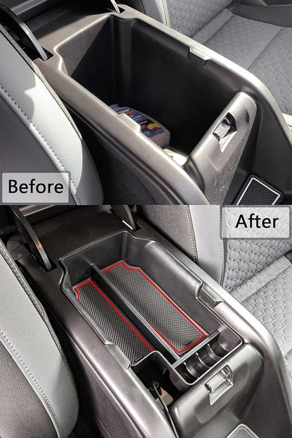 EDBETOS Center Console Organizer Tray Compatible with Chevy Colorado GMC Canyon Accessories 2015 2016 2017 2018 2019 2020 2021 2022 Armrest Secondary Storage Glove Box (Red Trim)