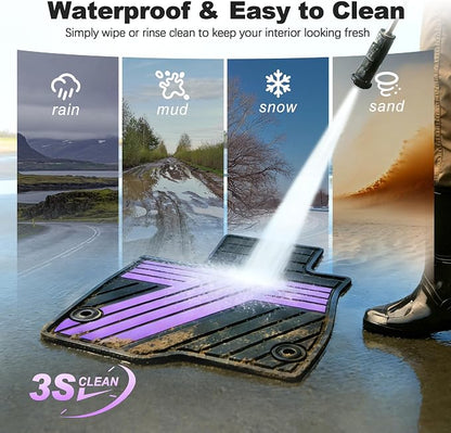 Floor Mats Fit for 10th Gen Honda Accord 2022 2021 2020 2019 2018 Sedan (Gasoline & Hybrid), All Weather Rubber Custom Fit Anti-Slip Floor Liners,1st & 2nd Row, Black & Purple