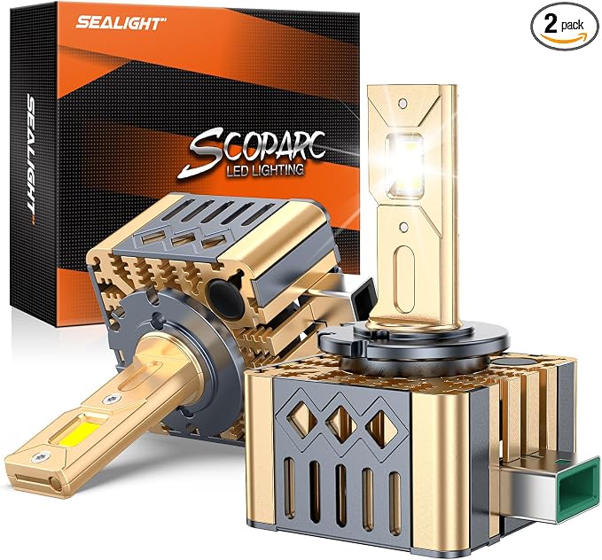 SEALIGHT D3S HID Bulbs, 6500K Cool White, 45000 LM High Output, 1:1 Design, Plug and Play, Compatible with 66340 42403 42302, Pack of 2