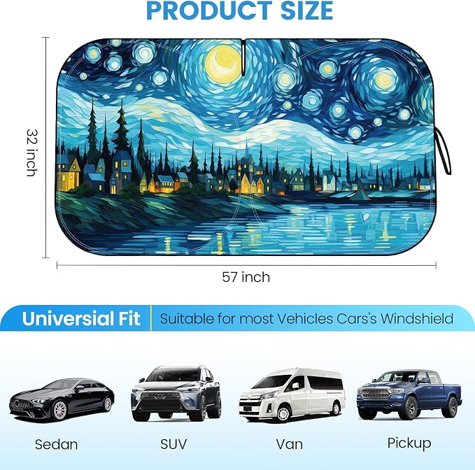 Sun Shade for Car Windshield, Foldable Universal Car Windshield Upgrade Sunshade Enhanced UV Rays
