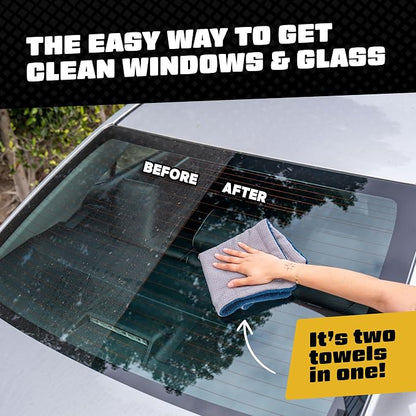 Chemical Guys Clean Stroke Dual-Sided Microfiber Glass Towels - 16 x 16 Premium Streak-Free Cloths for Cars, Trucks, SUVs - Scratch-Free, Lint-Free Detailing Towels for Clear Glass & Mirrors (2 Pack)