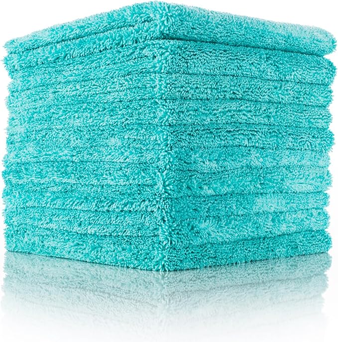 The Rag Company - The Creature Edgeless Microfiber Detailing Towels – 420GSM Professional Grade All-Purpose Cloths for Wax, Polish, & Sealant Removal, Teal, 16in x 16in (10-Pack)