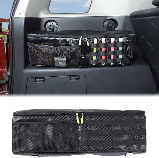 Aunginsy 1PCS Trunk Organizer Compatible with Toyota FJ Cruiser 2007-2021+, Car Left Side Trunk Storage Bag Backseat Hanging Storage Multi-Compartment Space Saving Accessories, Carbon Fiber Pattern