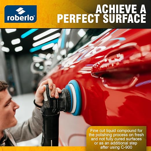 Roberlo ROBERCAR F910 Fine Cut Liquid Compound - Premium Buffing, Cutting, & Polishing Compound for Automotive Paint Restoration, Polishing Kit - 250ml - High-Gloss Finish