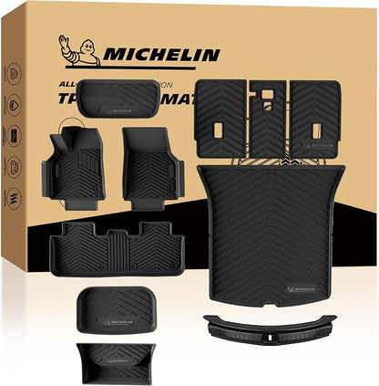 Michelin Vehicle Mat, All-Weather TPE Custom Fit Liner for Tesla Model Y 5 Seat Floor Mats 2025-2027 (11 Piece), Premier