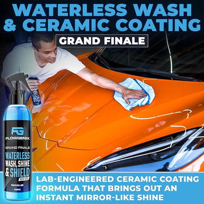 Grand Slam 4-Pack Includes Waterless Car Wash Spray + Instant Car Scratch Remover Repair + Streak Free Window and Glass Cleaner + All Purpose Cleaner for Auto Detailing, 2 Microfiber Towels