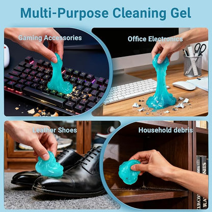 COLORCORAL 4 Pack Car Cleaning Gel Reusable Auto Slime Cars Cleaner Dust Cleansing Gels,Vehicle Interior Cleaning Care Putty,Keyboard Cleaner Goop for Car Vent, Corners, Crevice,Office Desktops Debris