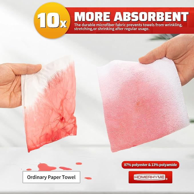 White Microfiber Cleaning Cloth, 150 Pack Shop Towels All-Purpose Cleaning Rags, Bulk Lint-Free Washcloth Reusable Microfiber Towels for Cars Mechanic Garage & Housekeeping 11.5"*11.5"