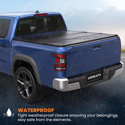 KUIPERAUTO 5FT Aluminum Tri Hard Truck Bed Tonneau Cover Compatible for Nissan Frontier 2005-2026 Bed On Top 60Inch