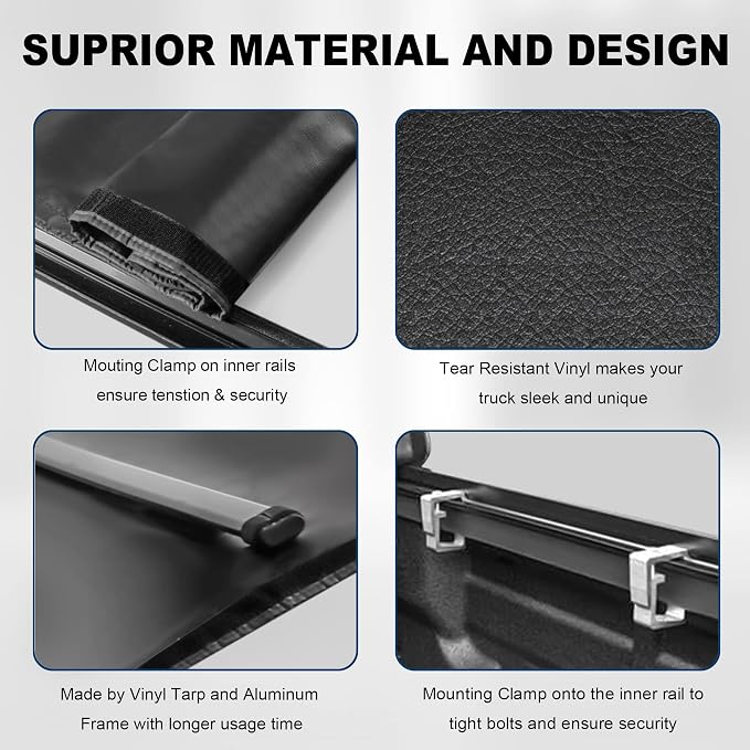 MOSTPLUS 5FT Roll-Up Soft Vinyl Truck Bed Tonneau Cover Compatible with 2016-2023 Toyota Tacoma Extra Short Model On Top Fleetside Cargo Bed 60Inch
