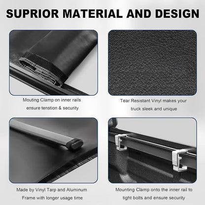 MOSTPLUS 5FT Roll-Up Soft Vinyl Truck Bed Tonneau Cover Compatible with 2005-2015 Toyota Tacoma Extra Short Model On Top Fleetside Cargo Bed 60Inch