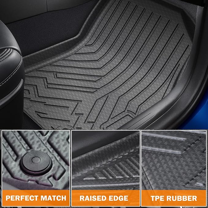 KUST Floor Mats for 2020-2026 Chevy Silverado/GMC Sierra 1500/2500HD/3500HD Crew Cab with Rear Underseat Storage Box, Front Bucket, All Weather Car Mats for Silverado Accessories TPE Rubber