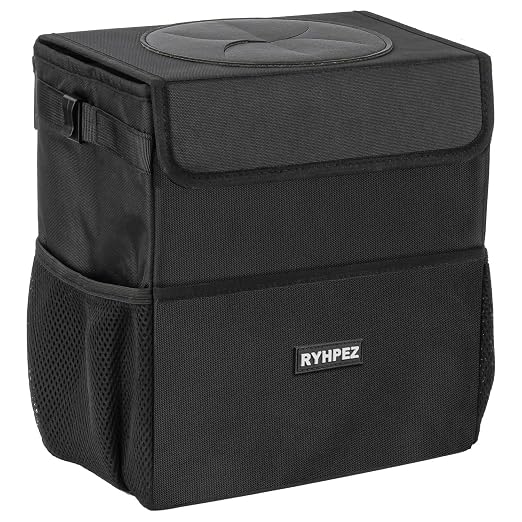 Ryhpez Car Trash Can with Lid - Hanging Trash Bin Garbage Can for Car SUV, Leak-Proof Collapsible Automotive Truck Organizer Road Trip Essentials(3.2 Gallon/12L)