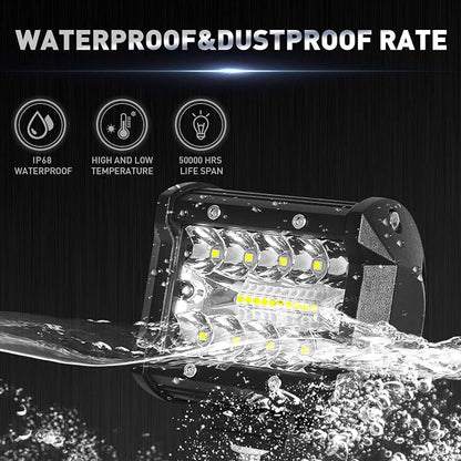 LED Light Pods, 4 Inch 120W LED Light Bar 12000LM Spot Flood Combo Off Road Light Triple Row LED Work Light Driving Fog Light for Pickup Truck ATV UTV SUV Boat Light 2PCS
