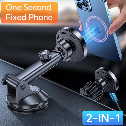 Coolpow for MagSafe Car Mount Charger【Ultra Magnet】 Magnetic Phone Holders for Your Car Charger【Windshield+Vent+Dash】 Magnetic Wireless Car Phone Holder Charger Car Mount for iPhone 17 (Carbon Fiber)