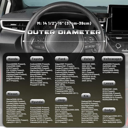 SEG Direct Steering Wheel Cover 14.5-15 inch (37-39 cm) Medium Size, Microfiber Leather, Non-Slip Comfortable Grip, Fits Cars Trucks SUVs, Beige