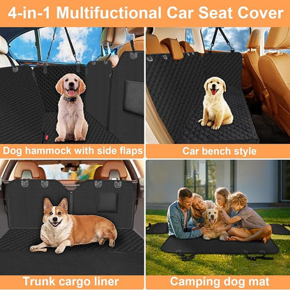 Mancro Dog Car Seat Cover for Back Seat, 2026 Upgraded 600D Heavy Duty Waterproof & Scratch-Resistant Dog Hammock for Car, Back Seat Pet Cover for Dogs with Sedan, and SUVs, Standard, Paw Prints