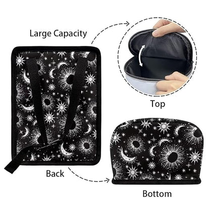 Celestial Sun Moon Stars Print Trash Can for Car Leakproof Garbage with Lid and Zipper Trash Bin Hanging Back of Seat Auto Interior Accessories Universal Fit Most Truck SUV Van