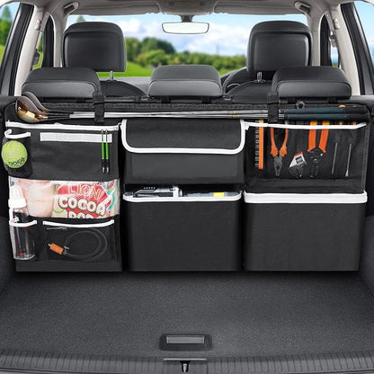 Oasser Car Storage Organizer New Version, Hanging Trunk Organizer with 10 Different Functional Storage Bags for SUV Truck MPV VAN