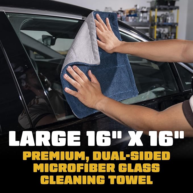 Chemical Guys Clean Stroke Dual-Sided Microfiber Glass Towels - 16 x 16 Premium Streak-Free Cloths for Cars, Trucks, SUVs - Scratch-Free, Lint-Free Detailing Towels for Clear Glass & Mirrors (2 Pack)