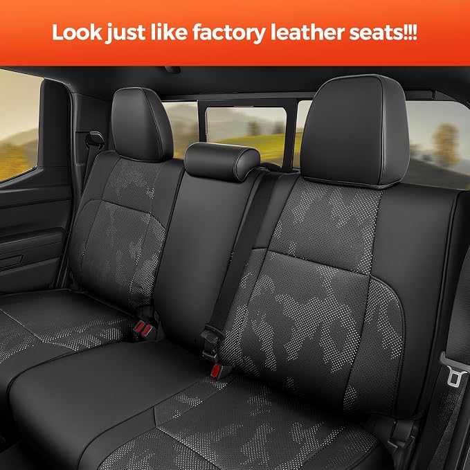 DiffCar® Seat Covers for Toyota Tacoma 2026 2025 2024 Double Cab(Gas Only), Full Set Faux Nappa Leather Truck Accessories for Tacoma 4th Gen, Car Seat Protectors Custom Fit for Tacoma Seat, Black Camo