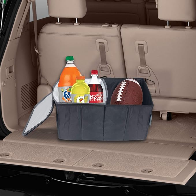 FH Group E-Z Travel™ Collapsible Multi-Compartment Car Trunk Organizer, Cargo Storage Organizer for Cars, SUVs, and Trucks Gray