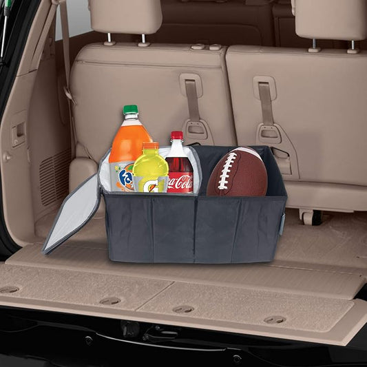 FH Group E-Z Travel™ Collapsible Multi-Compartment Car Trunk Organizer, Cargo Storage Organizer for Cars, SUVs, and Trucks Gray