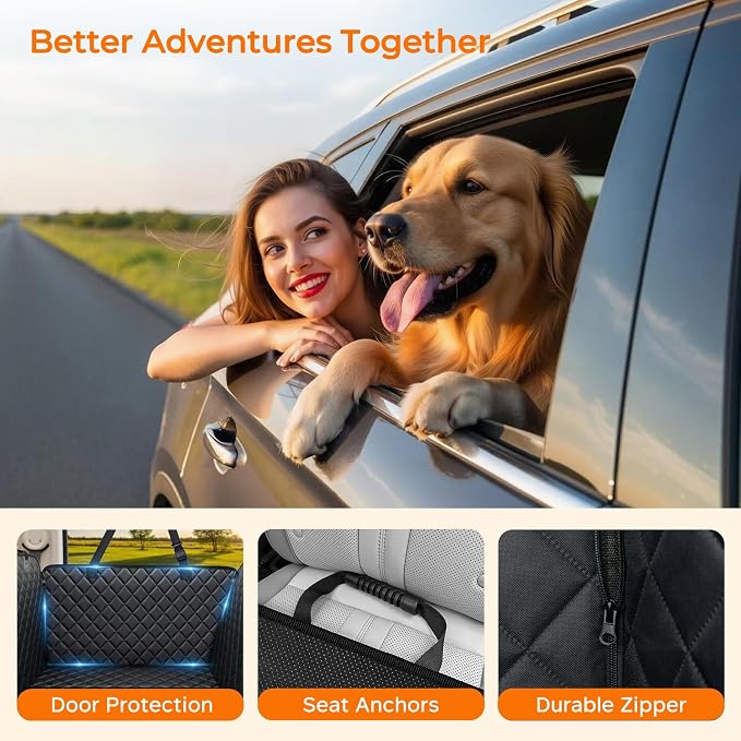 URPOWER Dog Car Seat Cover for Pets 100% Waterproof Seat Cover Hammock 600D Heavy Duty Scratch Proof Nonslip Durable Soft Back Seat Covers for Cars and SUVs