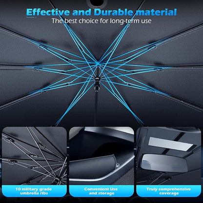 [2026 Upgrade] FLORICH Windshield Sun Shade, UPF80+ Sunshade for Car Windshield Blocks Heat & UV Rays, Car Sun Shade Umbrella Protect Interior from UV Keep Car Cooler Foldable M 57”x32”