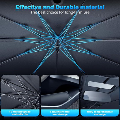 [2026 Upgrade] FLORICH Windshield Sunshade Umbrella Foldable Car Windshield Sun Shade Cover Protect Interior from UV Keep Car Cooler Foldable Large(61" L x 33" W)