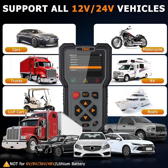 TopDiag T400 4-in-1 OBD2 Scanner Diagnostic Tool, Car Diagnostic Tool, 12V Battery Tester Check Engine Code Reader, Relay Tester, Fuel Injector Tester for Any Vehicle with an OBDII Port