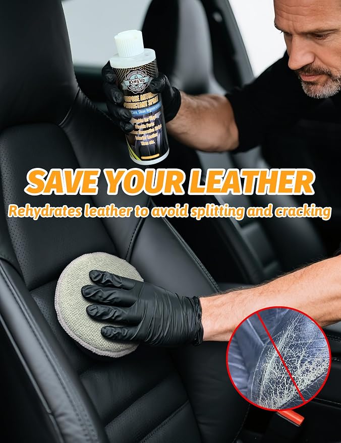 Kingvo Car Leather Cleaner and Conditioner, Interior Car Cleaner,Upholstery Care Protector Spray Kit for Boat Seat Auto Vinyl Leather Purse Couch