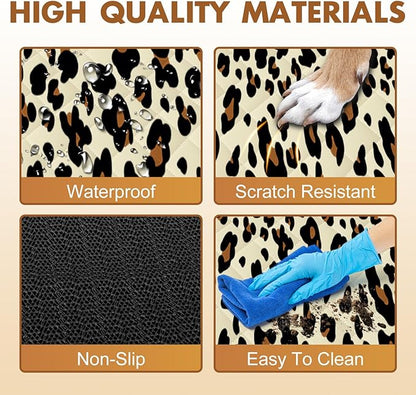 NECKORY Backseat Cover for Dogs, Waterproof and Non-Slip Pet Bench Seat Covers, Car Seat Protector for Back Seat, Universal Size Rear Car Seat Cover Fits Cars, Trucks and SUVs, L-Leopard&Black