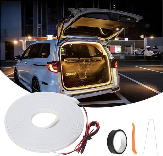 157.48" SUV Trunk LED Light Strip, 6000K Bright Cargo Area Lighting for Trunk Organizer/Mat Setup, Waterproof Interior Tailgate Lamp for SUV/MPV(Warm Yellow)