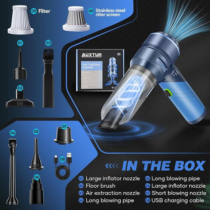 HL121 Car Vacuum,Portable & Foldable Design,17000PA Strong Suction,Dual-Function Vacuum and Air Blower for Automotive Interior Cleaning and Car Care