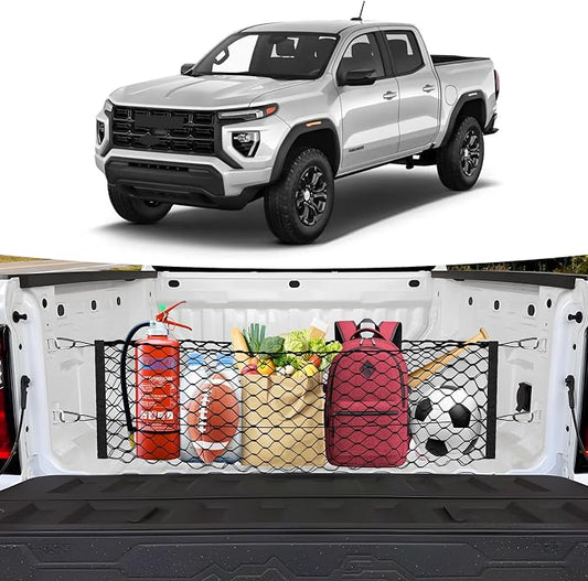 Canvcle Trunk Bed Cargo Net for 2023-2025 2026 Chevy Colorado & GMC Canyon Accessories Envelope Style Mesh Trunk Net Colorado Adjustable Elastic Nylon Rear Canyon Cargo Net with Hooks