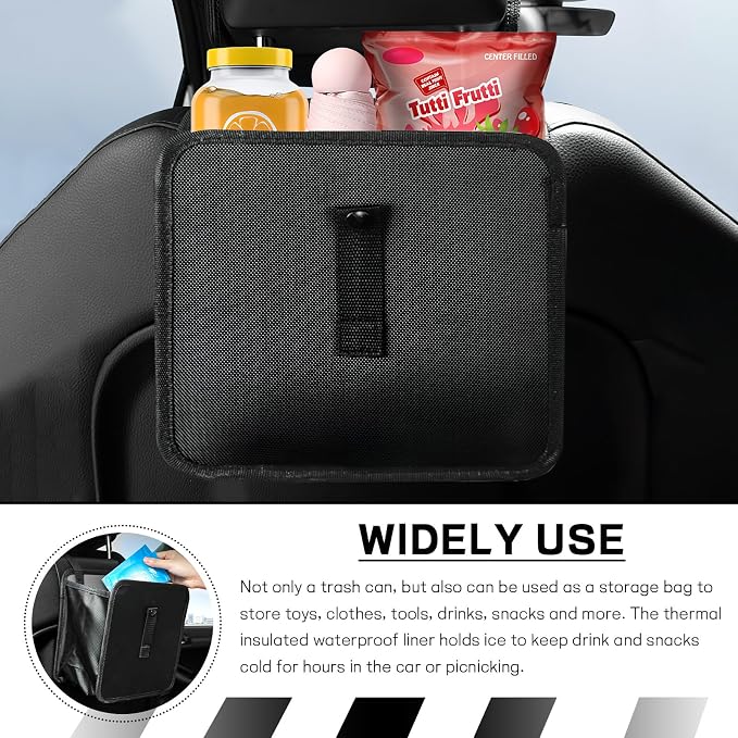 Foldable Car Trash Can, Waterproof Leakproof Hanging Auto Garbage Can, Multifunctional Large Capacity Vehicle Garbage Bag Storage Bag Organizer, Interior Car Accessories (Small)