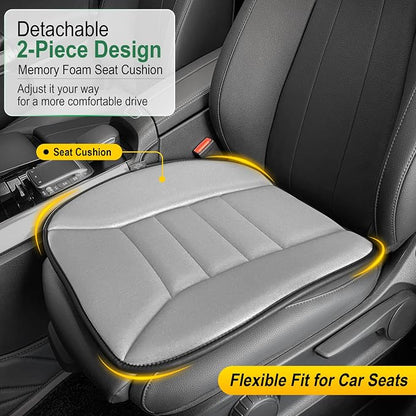 kingphenix 3-Piece Car Seat Cushion Set, 1.2inch Memory Foam Comfort, 2 Front Automotive Seat Cushions + Rear Bench Cushion, Non-Slip Bottom, Fits Sedan SUV Truck Van, Car & Office Chair, Gray