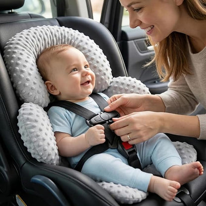 Pro Goleem Infant Car Seat Head Neck Body Support, Ultra-Soft Minky and Microfiber Newborn Car Seat Insert, Perfect for Car Seat, Stroller, 2-in-1 Reversible, for Boys and Girls, Gray