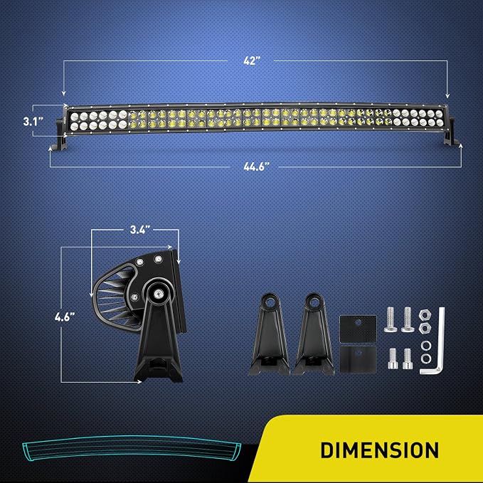 Nilight 42Inch 240W Curved Led Light Bar Spot Flood Combo Led Off Road Lights and 14AWG 5Pin Rocker Switch Wiring Harness Kit for Truck ATV UTV SUV Boat Jeep Lamp,2 Years Warranty
