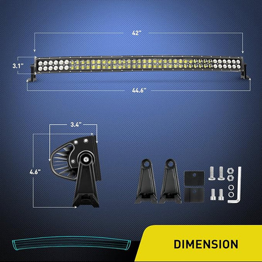 Nilight 42Inch 240W Curved Led Light Bar Spot Flood Combo Led Off Road Lights and 14AWG 5Pin Rocker Switch Wiring Harness Kit for Truck ATV UTV SUV Boat Jeep Lamp,2 Years Warranty