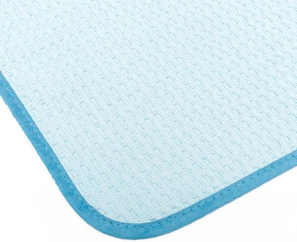 The Rag Company Dry Me A River, Professional Korean 70/30 Blend Microfiber Waffle-Weave Drying & Detailing Towels, Soft Suede Edges, 390 GSM, 16x16 Inches, Light Blue, 5-Pack