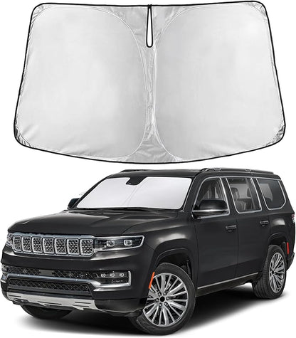 EcoNour Windshield Sunshade Compatible for Jeep GrandWagoneer 2022-2024 2025 2026, Sun Visor for Front Windshield & Window Sun Shade Cover, UV Heat Blocker & Protector, Car Accessories