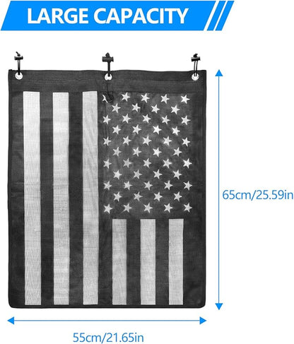 Universal Trash Sack ATV UTV Mesh Trash Bag Large Storage Bag Teslin Compatible with Polaris RZR, CFMOTO, Can-Am, Teryx, Arctic Cat, Golf Cart, Pioneer, Boat(American Flag Print)